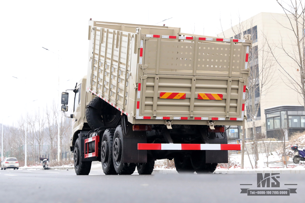 6×6驼灰色东风六轮驱动自卸卡车_平头货箱挡板加高自卸车改装厂_出口特价整车