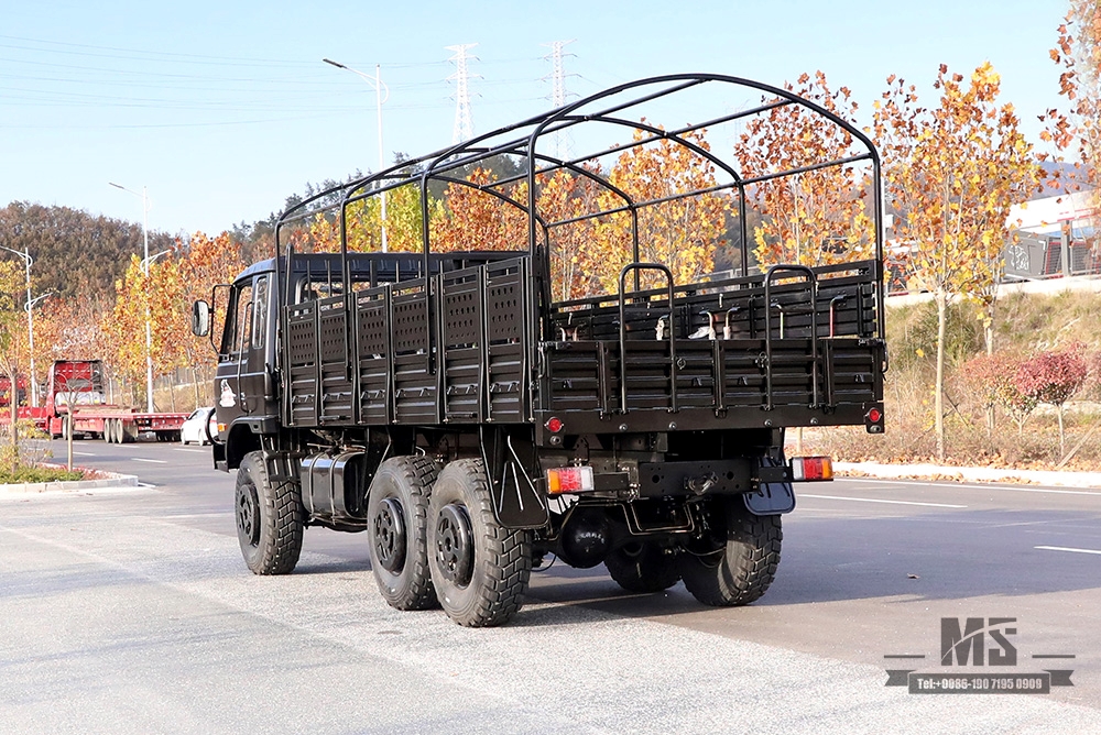 东风EQ2102越野三轴卡车_190马力六轮驱动黑色货物整车_全轮驱动EQ2102G出口专用整车