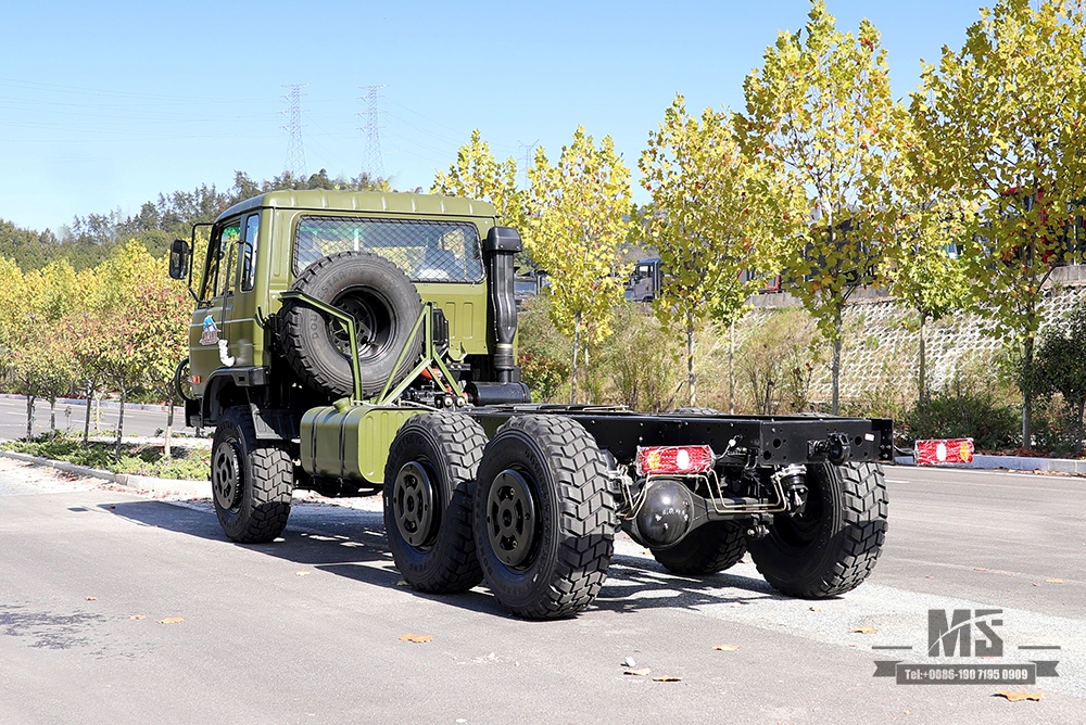 190马力东风EQ2102六轮驱动底盘_6×6军绿153一排半驾驶室越野底盘_东风卡车底盘出口专用卡车底盘