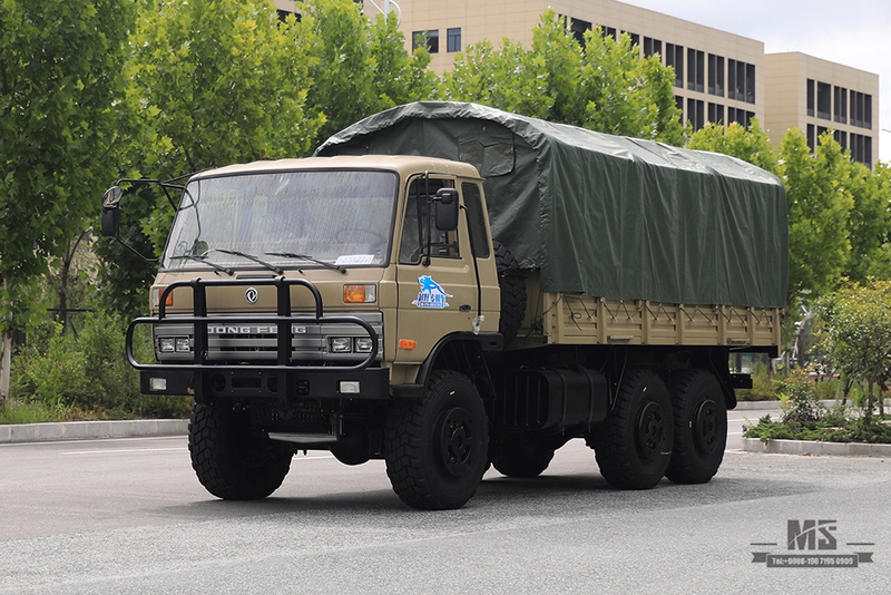 东风六驱驼灰EQ2102越野车_190马力三轴驼灰篷布杆货车_全轮驱动出口专用整车