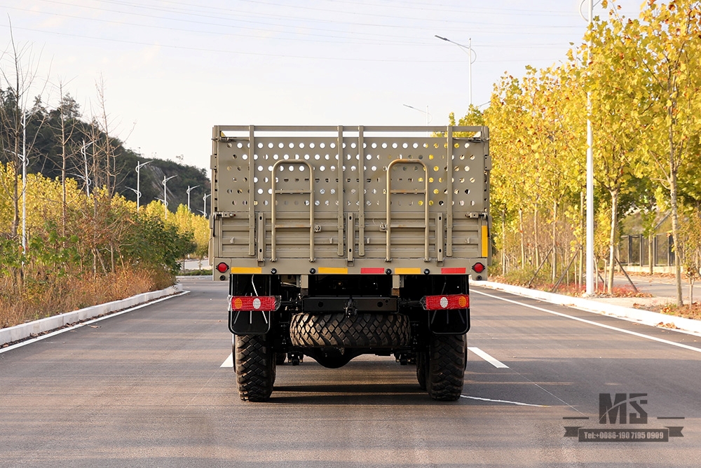 6×6东风EQ2100卡车_190马力东风六轮驱动长头单排高货箱运输车_全驱出口专用卡车
