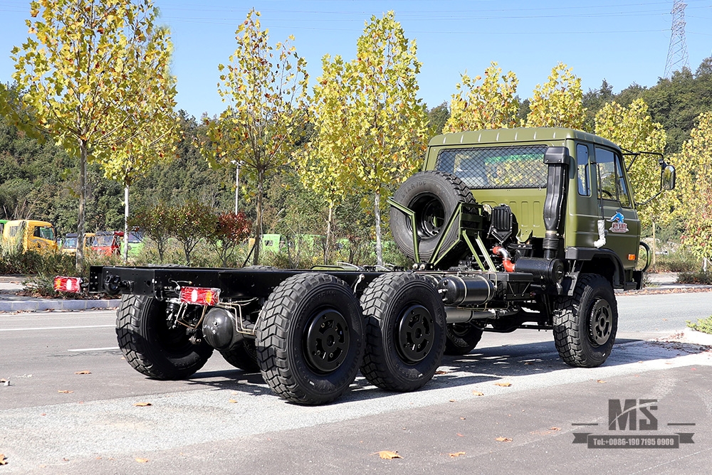 190马力东风EQ2102六轮驱动底盘_6×6军绿153一排半驾驶室越野底盘_东风卡车底盘出口专用卡车底盘