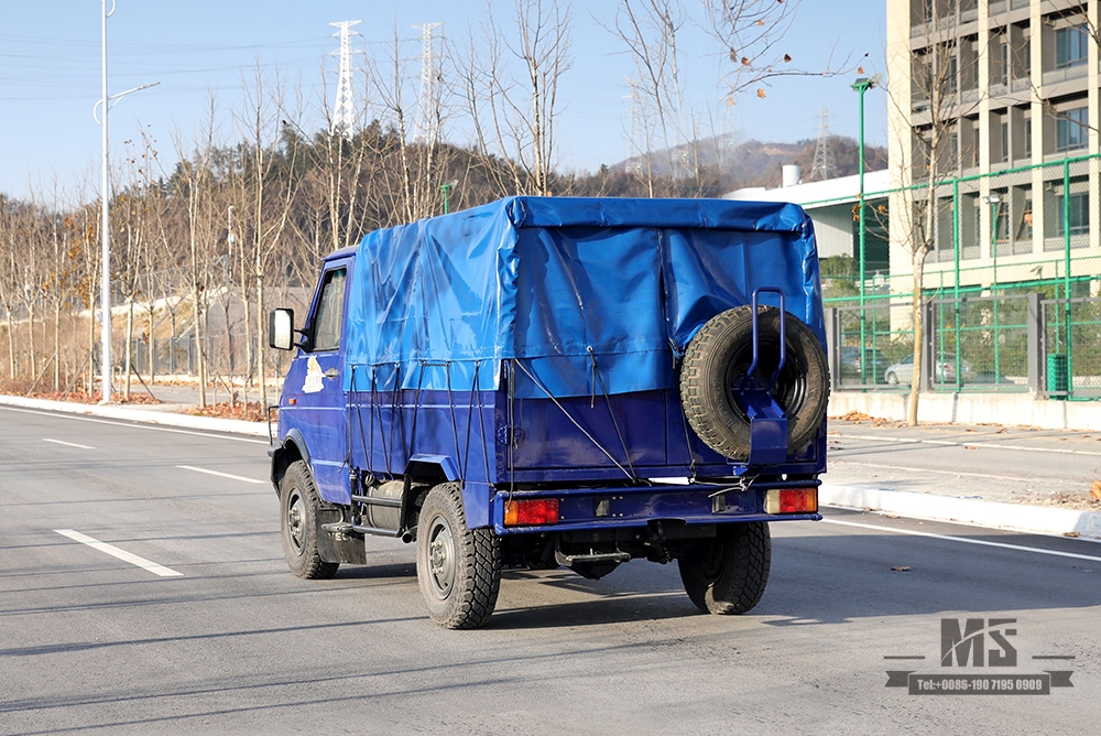 蓝色四驱依维柯越野车_4*4 113马力短头单排微型轻卡带篷布杆_出口特价整车