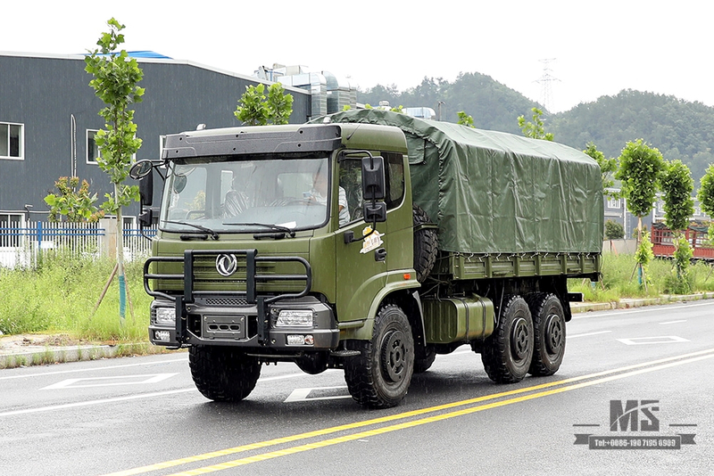 东风 210 马力六轮驱动货车_6*6 军绿色平头运输车带篷布杆保险杠改装制造商_东风 6WD 出口特价 整车