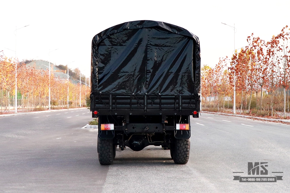 东风六轮驱动EQ2102越野卡车_190马力三轴黑色篷布杆货车_全轮驱动EQ2102G出口专用整车