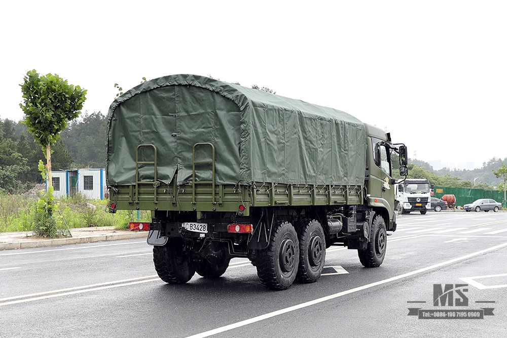东风 210 马力六轮驱动货车_6*6 军绿色平头运输车带篷布杆保险杠改装制造商_东风 6WD 出口特价 整车