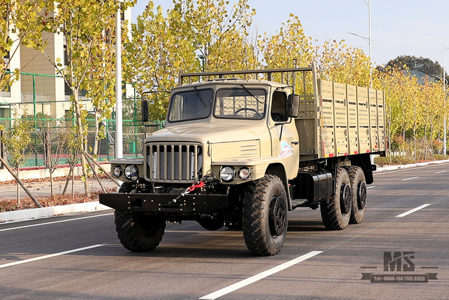 6×6东风EQ2100卡车_190马力东风六轮驱动长头单排高货箱运输车_全驱出口专用卡车