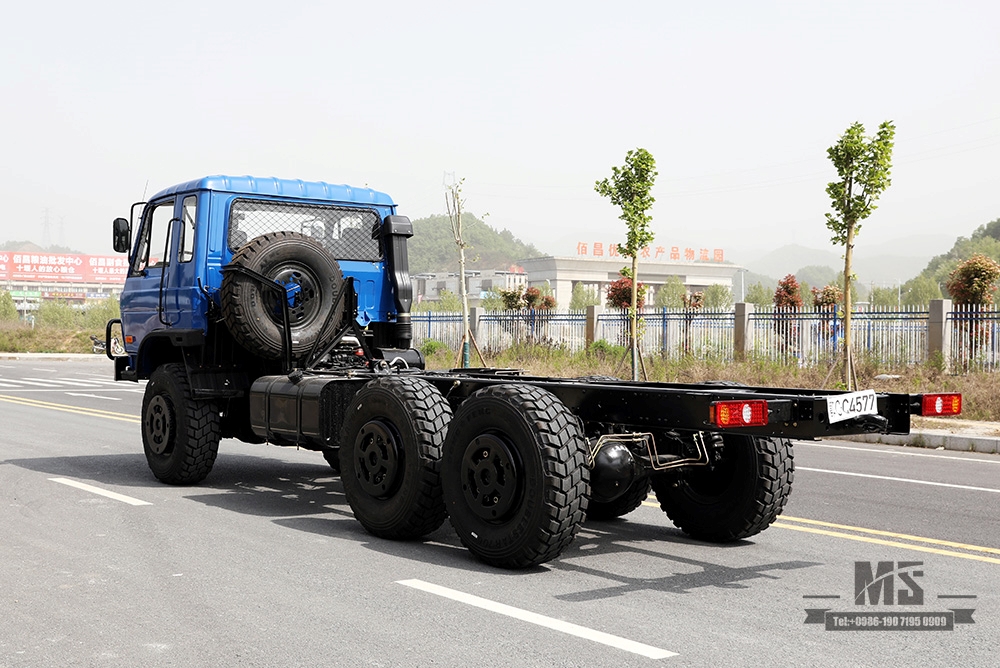 210马力东风EQ2102六轮驱动底盘_6×6蓝色153一排半驾驶室越野底盘_东风六轮驱动卡车底盘出口专用卡车底盘