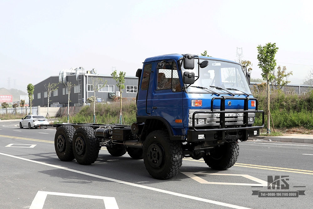 210马力东风EQ2102六轮驱动底盘_6×6蓝色153一排半驾驶室越野底盘_东风六轮驱动卡车底盘出口专用卡车底盘