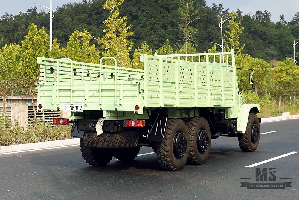 东风六驱EQ2100越野卡车_190马力东风3.5T三轴薄荷绿单排尖头全驱卡车_出口专用整车 