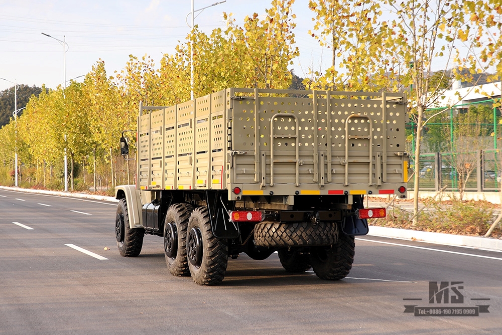 6×6东风EQ2100卡车_190马力东风六轮驱动长头单排高货箱运输车_全驱出口专用卡车