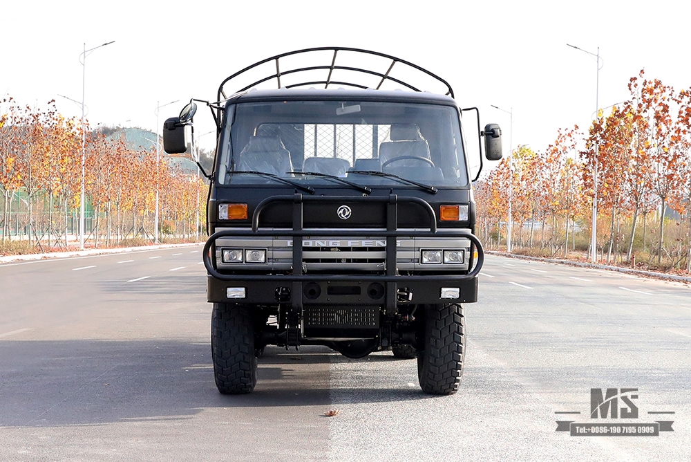 东风EQ2102越野三轴卡车_190马力六轮驱动黑色货物整车_全轮驱动EQ2102G出口专用整车