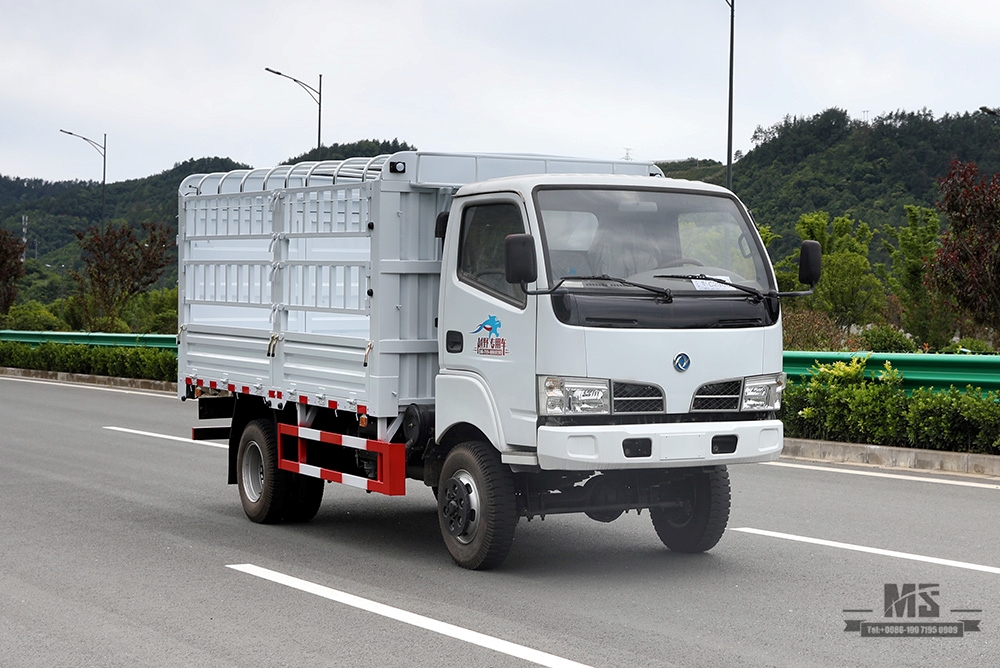 东风4*4轻卡篦条运输车_东风四轮驱动单排驾驶室仓储车_出售箱桩车_出口专用卡车