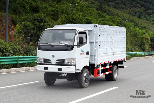 东风4*4轻卡篦条运输车_东风四轮驱动单排驾驶室仓储车_出售箱桩车_出口专用卡车