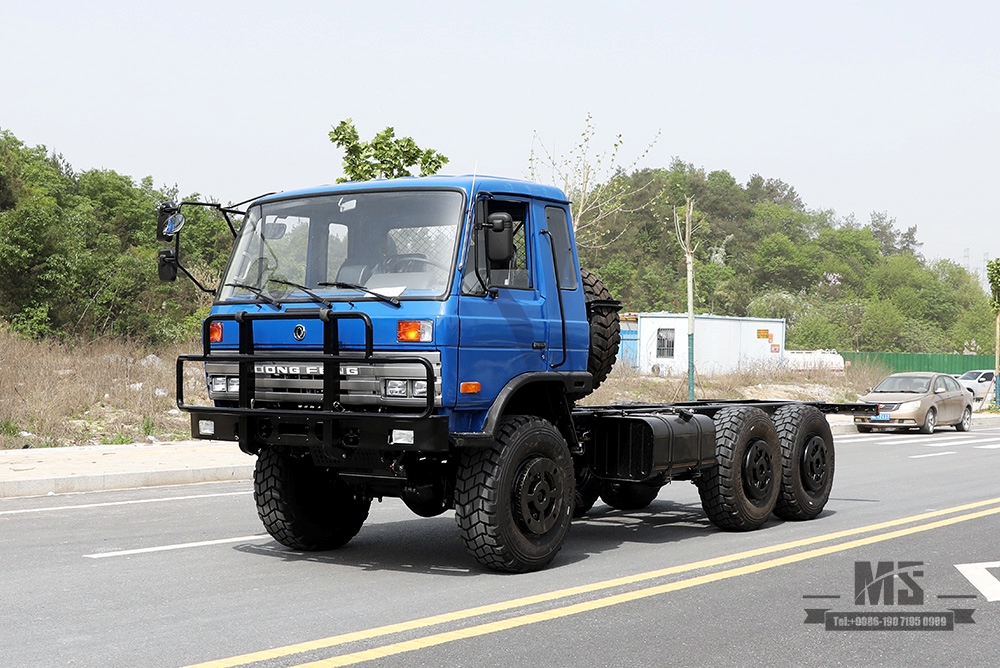 210马力东风EQ2102六轮驱动底盘_6×6蓝色153一排半驾驶室越野底盘_东风六轮驱动卡车底盘出口专用卡车底盘