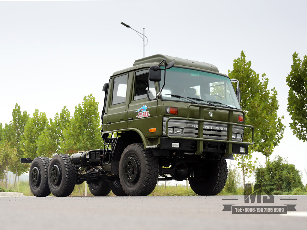 190HP Dongfeng EQ2102六轮驱动底盘 _ 6×6 EQ246 153双行驾驶室陆军绿色卡车底盘