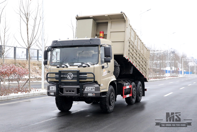 6×6驼灰色东风六轮驱动自卸卡车_平头货箱挡板加高自卸车改装厂_出口特价整车