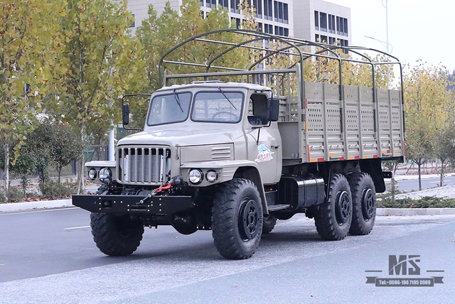 东风六轮驱动EQ2100卡车_ 6×6 190hp 3.5T东风长头单排高货箱带篷布杆运输卡车_全驱出口专用卡车