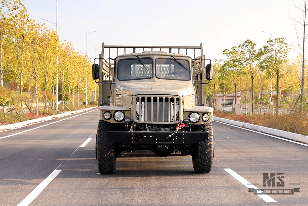 6×6东风EQ2100卡车_190马力东风六轮驱动长头单排高货箱运输车_全驱出口专用卡车