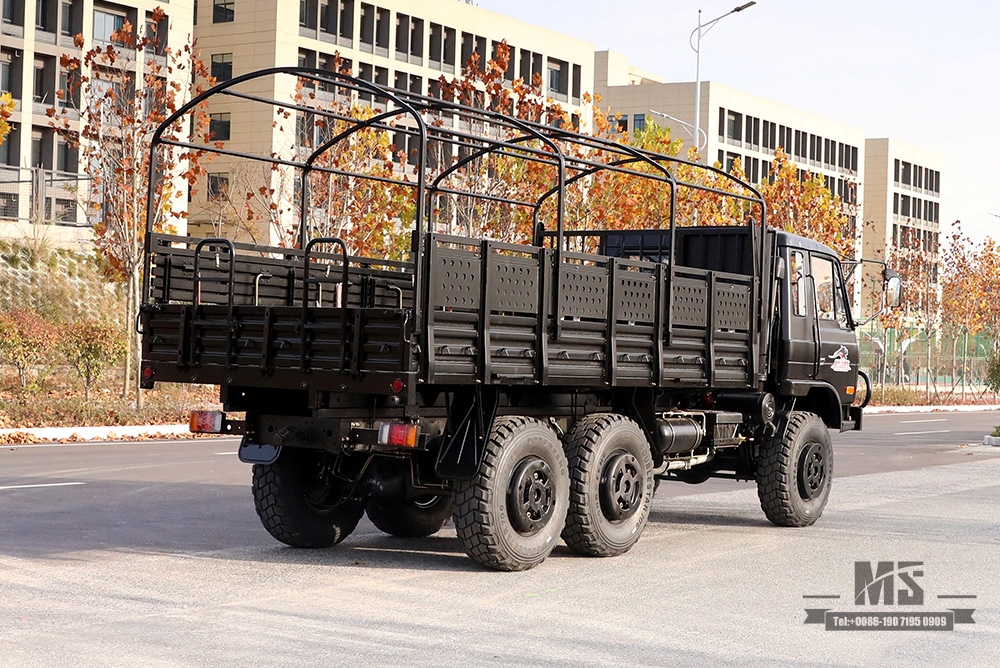 东风EQ2102越野三轴卡车_190马力六轮驱动黑色货物整车_全轮驱动EQ2102G出口专用整车