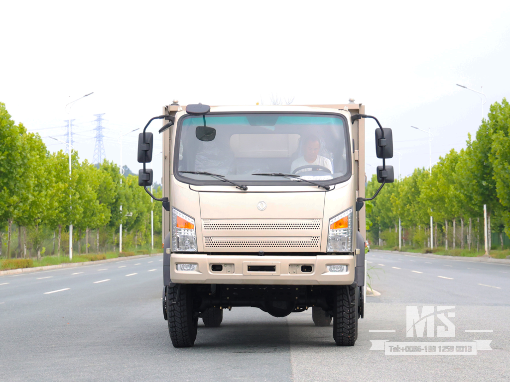 东风10吨四轮驱动平头浅棕色自卸卡车（170马力）|特种出口卡车 
